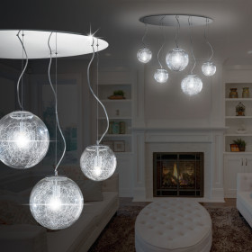 Wire ball Hanging light Modern/ Silver/ Glass/ Aluminium/ Pendulum lamp Wicker Pendant